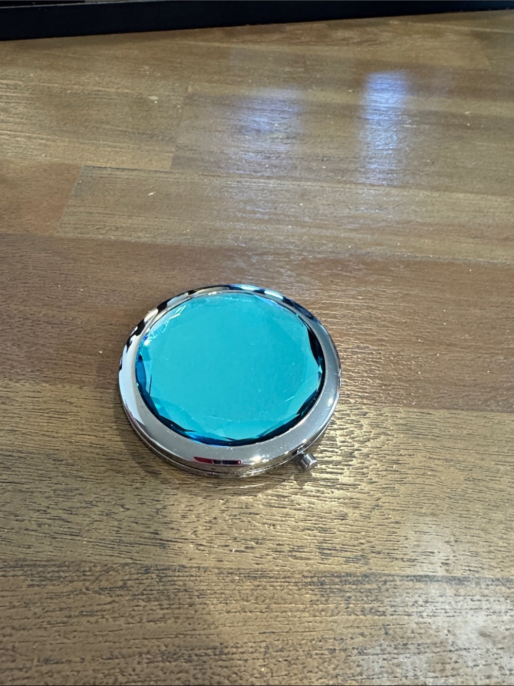 Compact Turquoise Crystal Accent Phone Accessory - Silver Trim